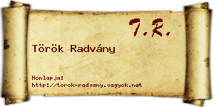 Török Radvány névjegykártya