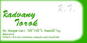 radvany torok business card